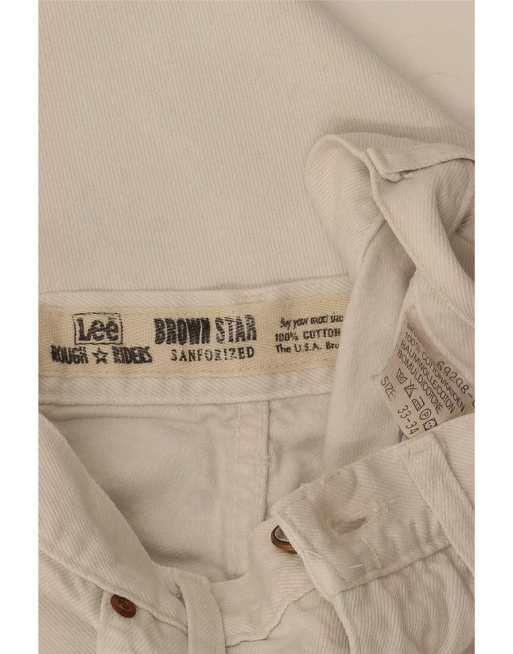 Lee Mens Riders Cropped Jeans W33 L24 Hvid Bomuld