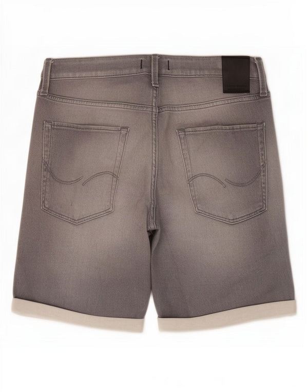 Jack & Jones Mens Denim Shorts Medium W34 Grey Cotton