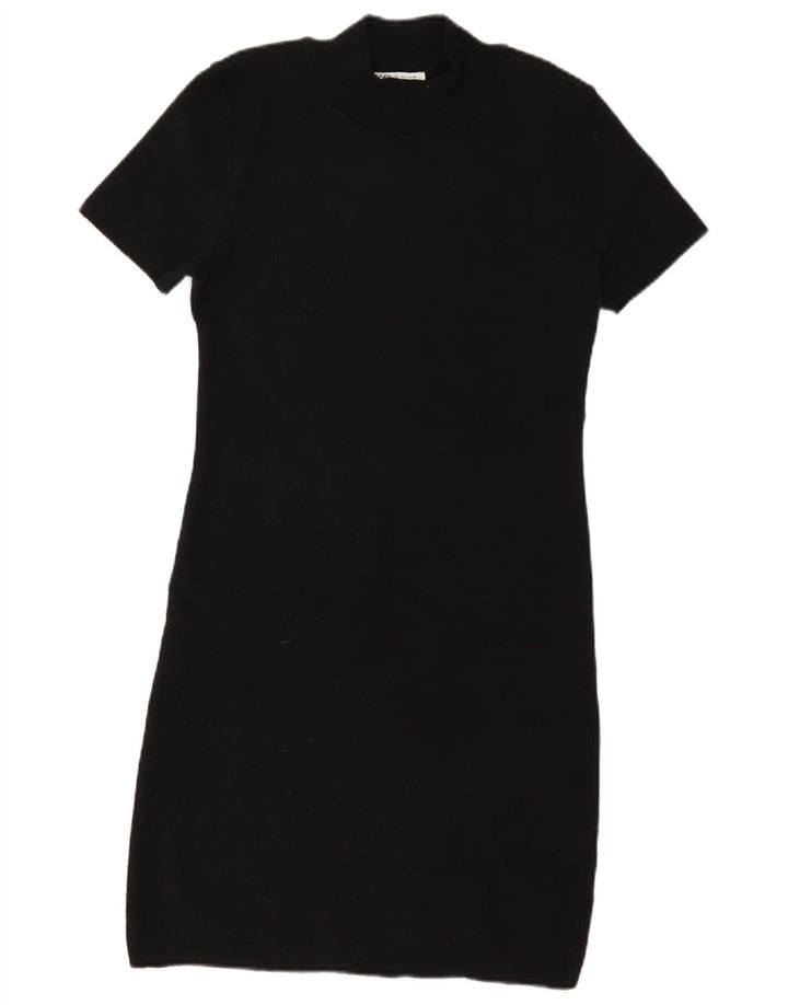 Zara Womens T-Shirt Dress UK 14 Large Black Polyester
