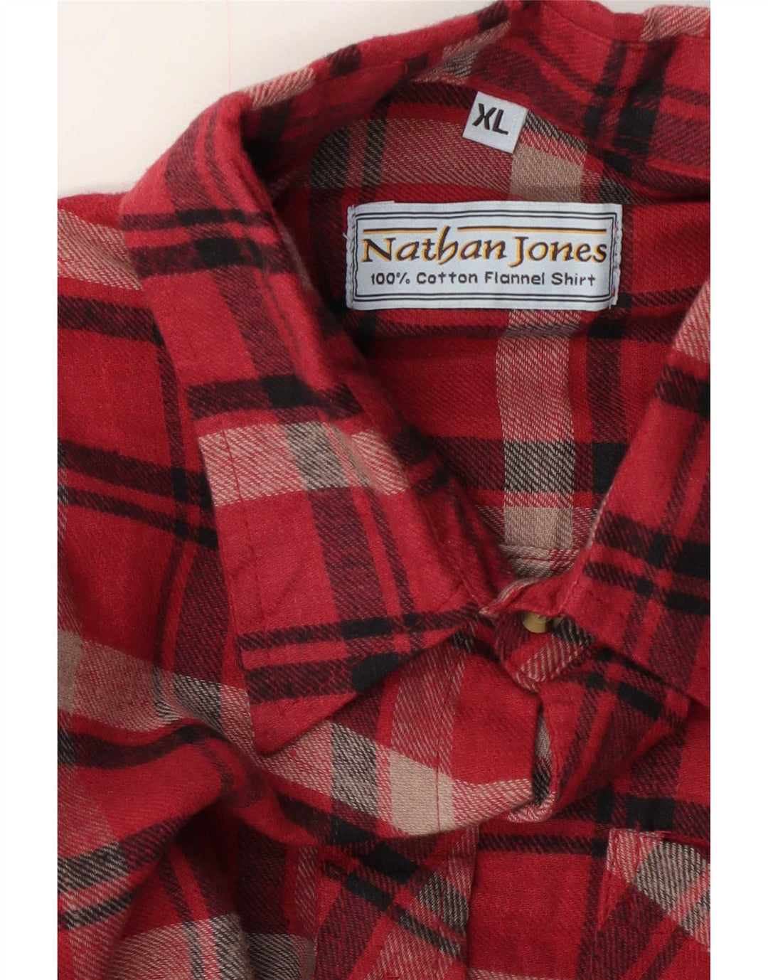 Nathan Jones Mens Flannel Shirt XL Red Check Cotton