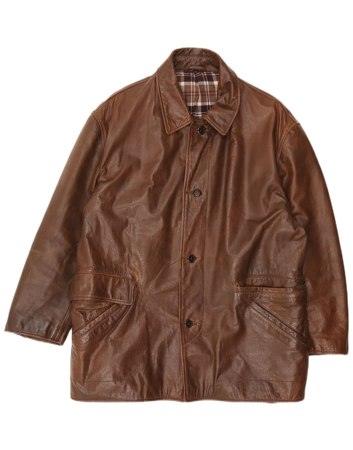 Conbipel Mens Natural Wear Leather Jacket IT 52 XL Brown