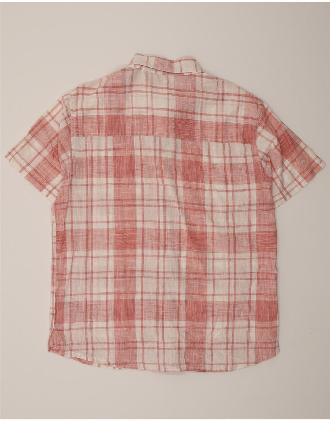 Mountain Warehouse Mens Short Sleeve Shirt XL Pink Check Cotton