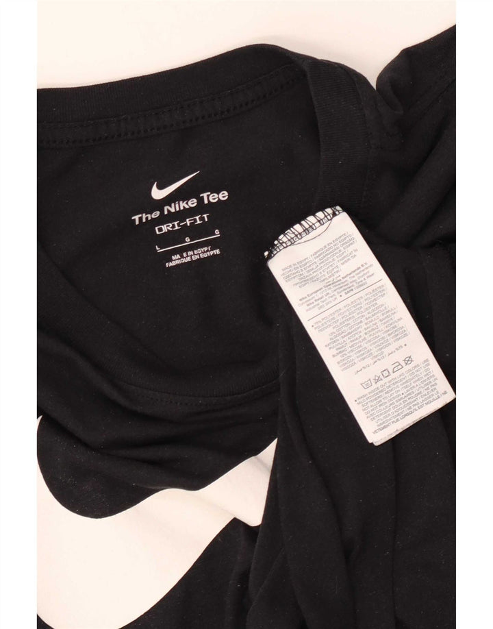 Tricou grafic Nike Dri Fit pentru bărbați Top mare din poliester negru