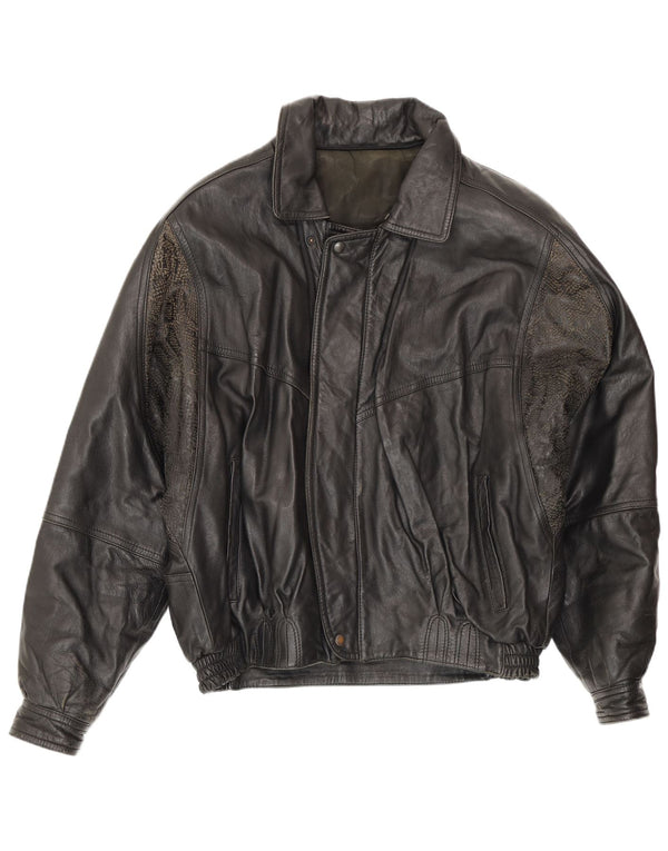 Vintage Mens Leather Jacket UK 36 Small Black