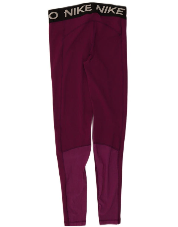 Nike Womens Dri Fit Graphic Leggings UK 8 Small Purple Colourblock