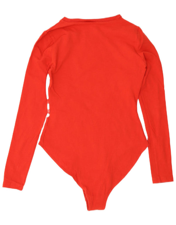 Body grafico a maniche lunghe da donna Adidas UK 10 piccolo cotone rosso