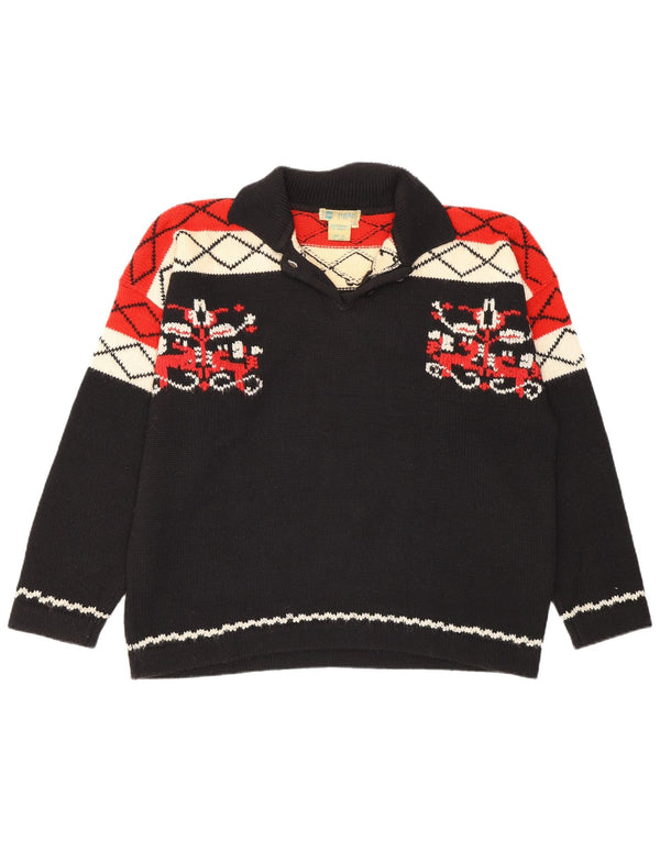 Vintage damski sweter polo IT 40 mały czarny geometryczny