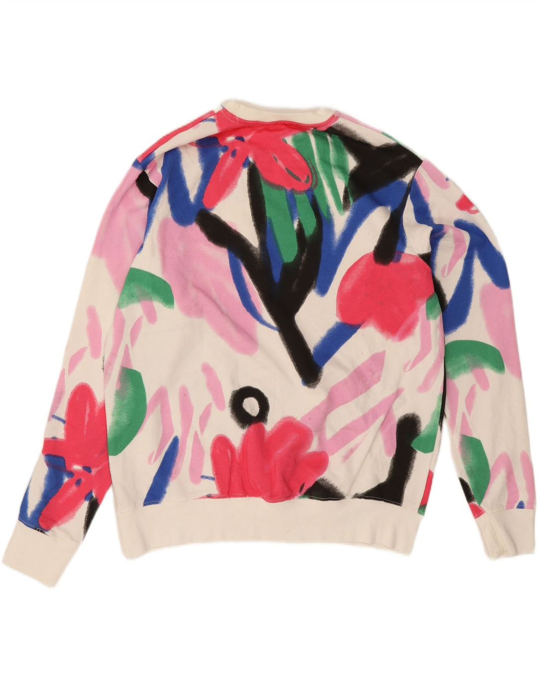 Zara Womens Graphic Oversized Sweatshirt Jumper UK 14 Medium White Floral