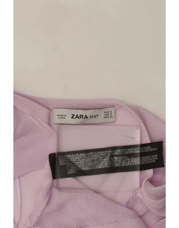 Zara Womens See Through Blouse Top UK 10 Small Pink Viscose