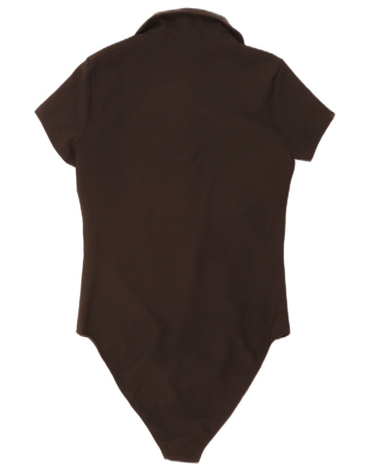 Zara Body à col polo pour femme UK 14 Large Noir Polyester