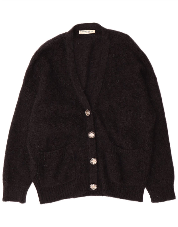 Alessandra Rich Womens Oversized Cardigan Sweater IT 40 Small Black Mohair