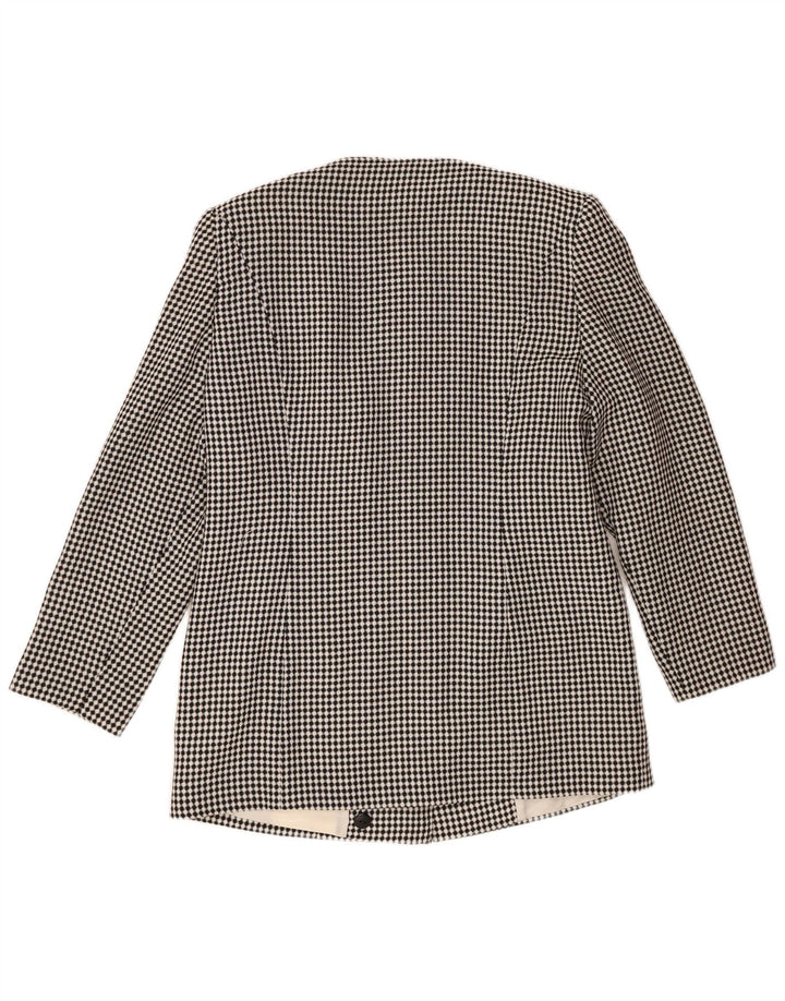 Vintage Mujer 7 botones Blazer Chaqueta IT 44 Medio Negro Manchado Poliéster