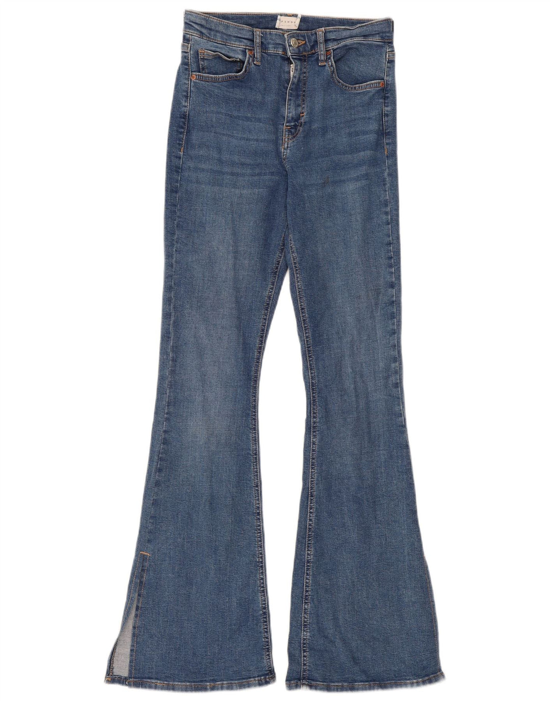 Topshop Womens Flared Jeans W28 L32 Blue Cotton