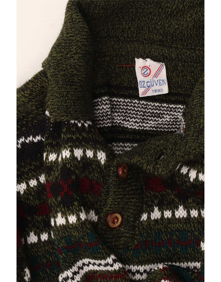 vintage Mens Polo Neck Jumper Pull Moyen Multicolore Géométrique