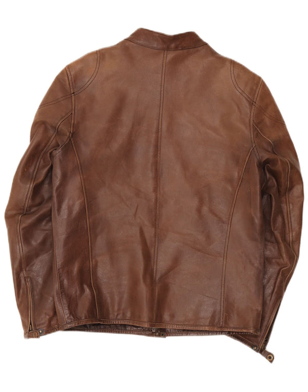 Jaqueta de couro masculina Zara Reino Unido 40 grande marrom