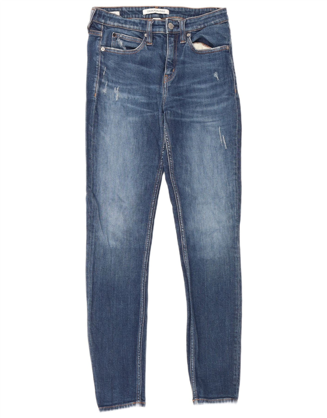 Calvin Klein Womens Slim Jeans W28 L30 Blue Cotton