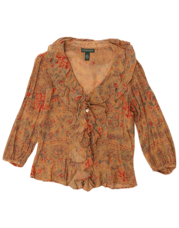 Ralph Lauren Blusa corta transparente para mujer UK 10 Small Beige Floral