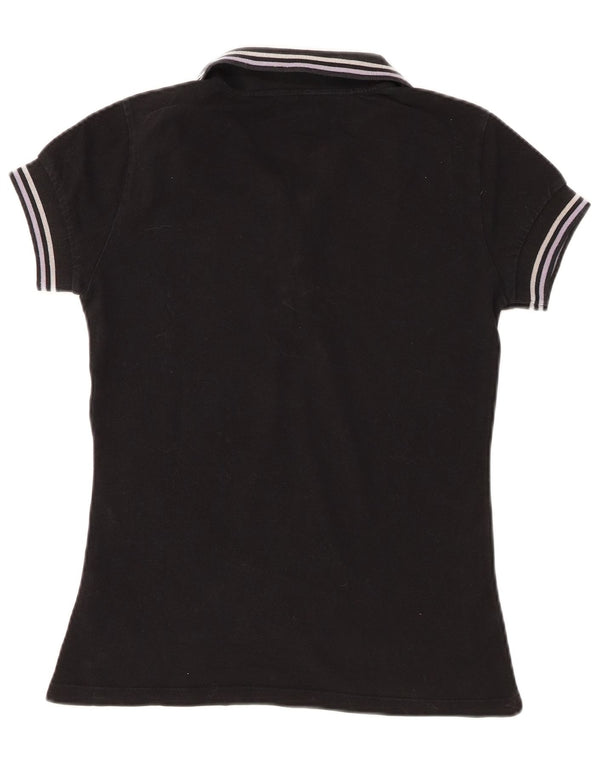 Napapijri Polo graphique femme UK 12 coton noir moyen