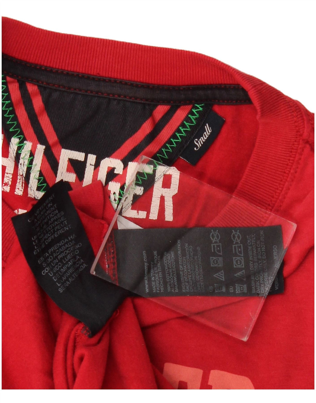Tommy Hilfiger Mens Graphic Top Long Sleeve Small Red Cotton