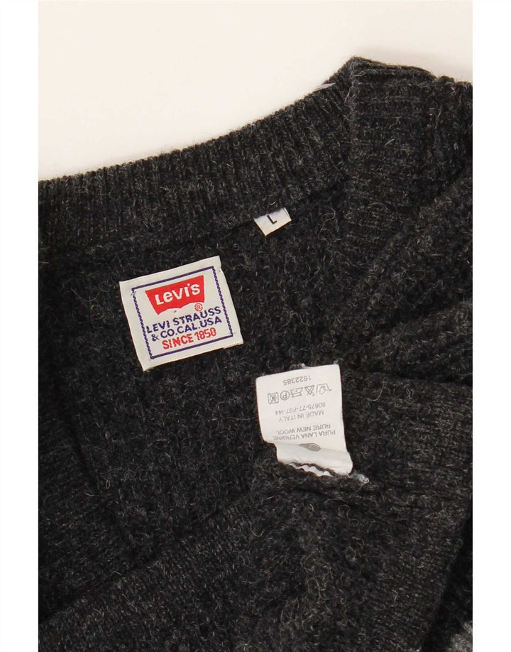 Levi's Pull Col V Homme Large Gris Laine Vierge Colorblock
