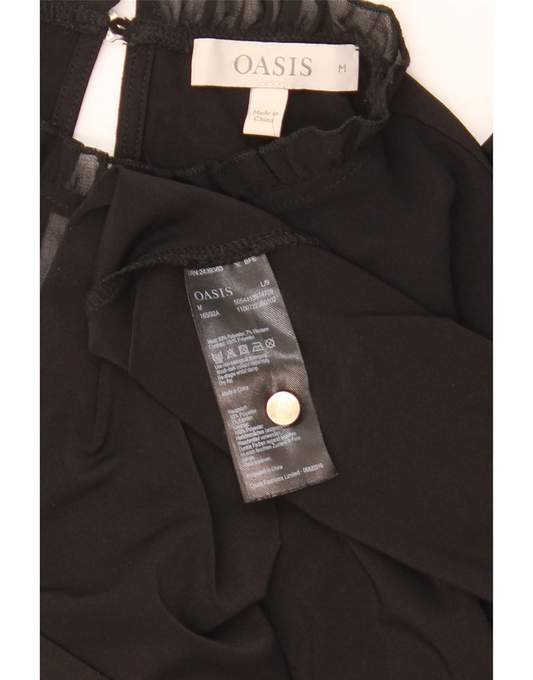 Oasis Langarm-Blusenoberteil für Damen, UK 12, Mittelschwarz, Polyester