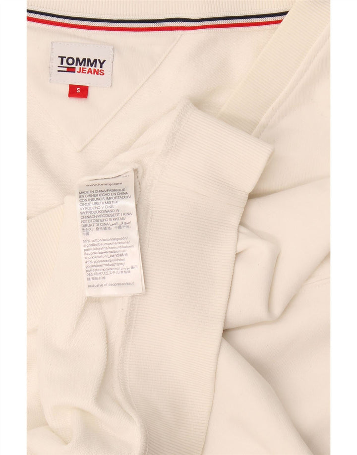 Tommy Hilfiger Womens Crop Oversized Sweatshirt Jumper UK 10 Small White