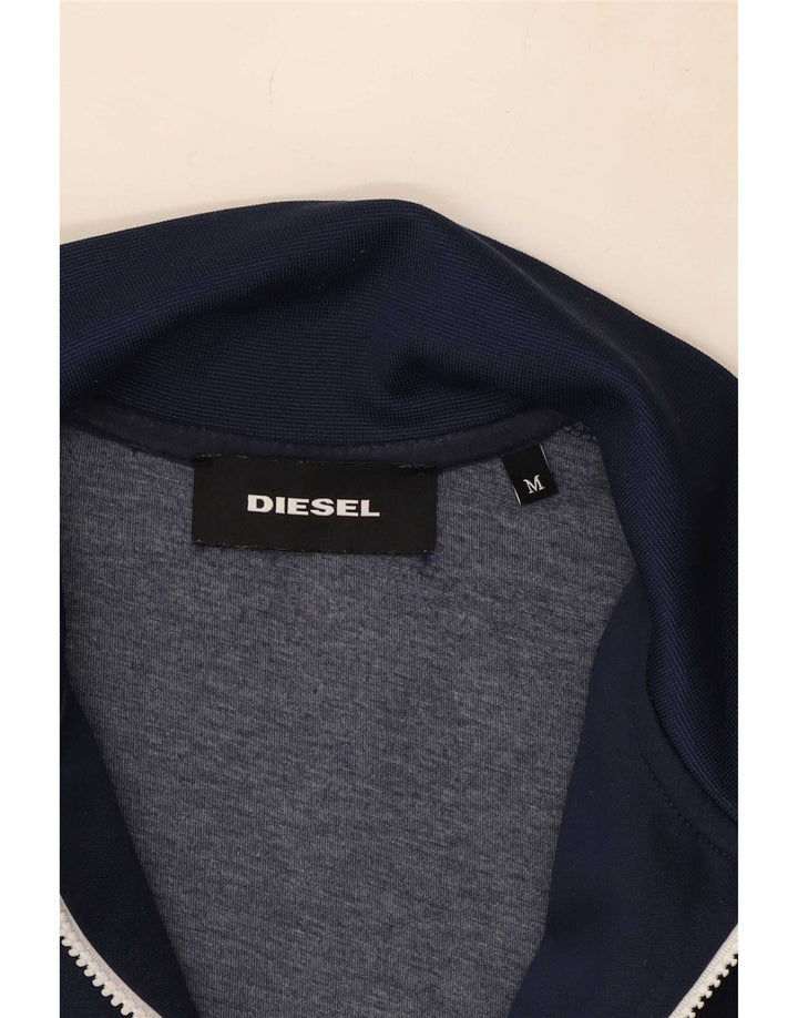 Diesel Mens Tracksuit Top Jacket Medium Navy Blue Colourblock Polyester