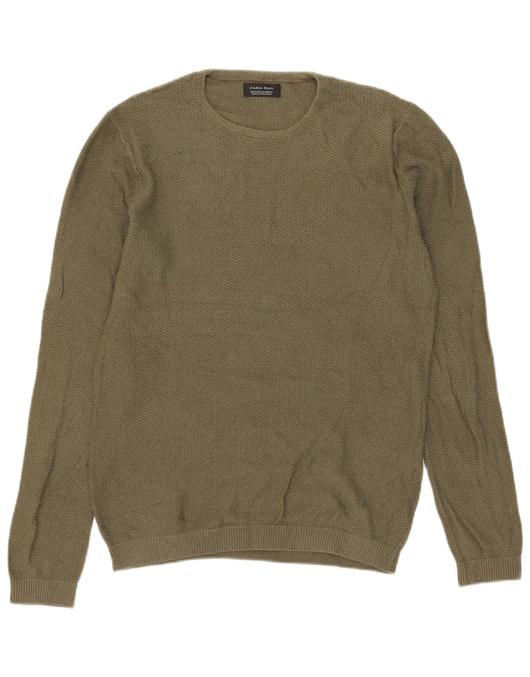 Zara Herre Jumper Sweater med rund hals Medium Khaki