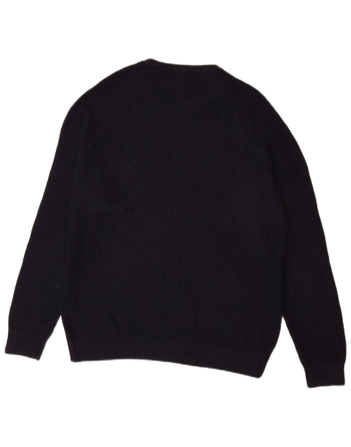 Zara Mens Crew Neck Jumper Sweater Large Navy Blue Cotton