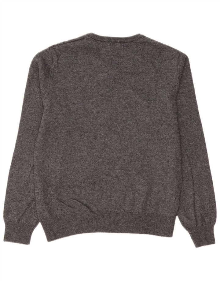 Kappa Mens V-Neck Jumper Sweater Small Grey Chevron Wool