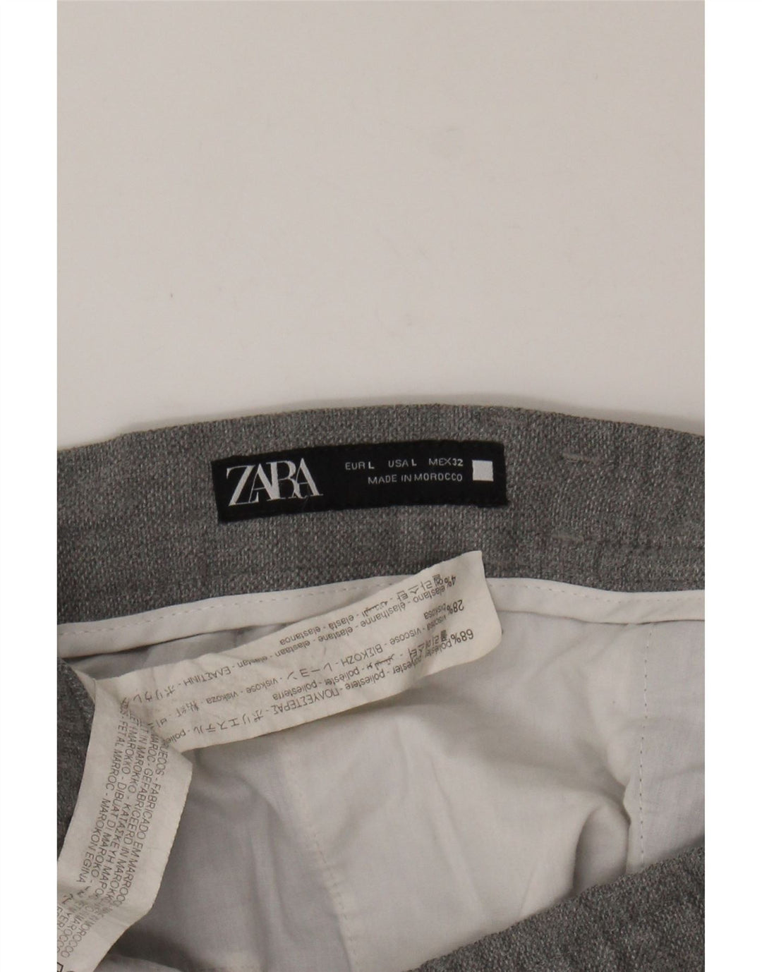 ZARA Mens Tapered Chino Trousers Large W32 L25 Grey Polyester