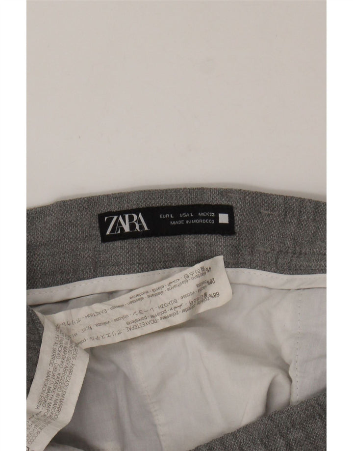 ZARA Mens Tapered Chino Trousers Large W32 L25 Grey Polyester