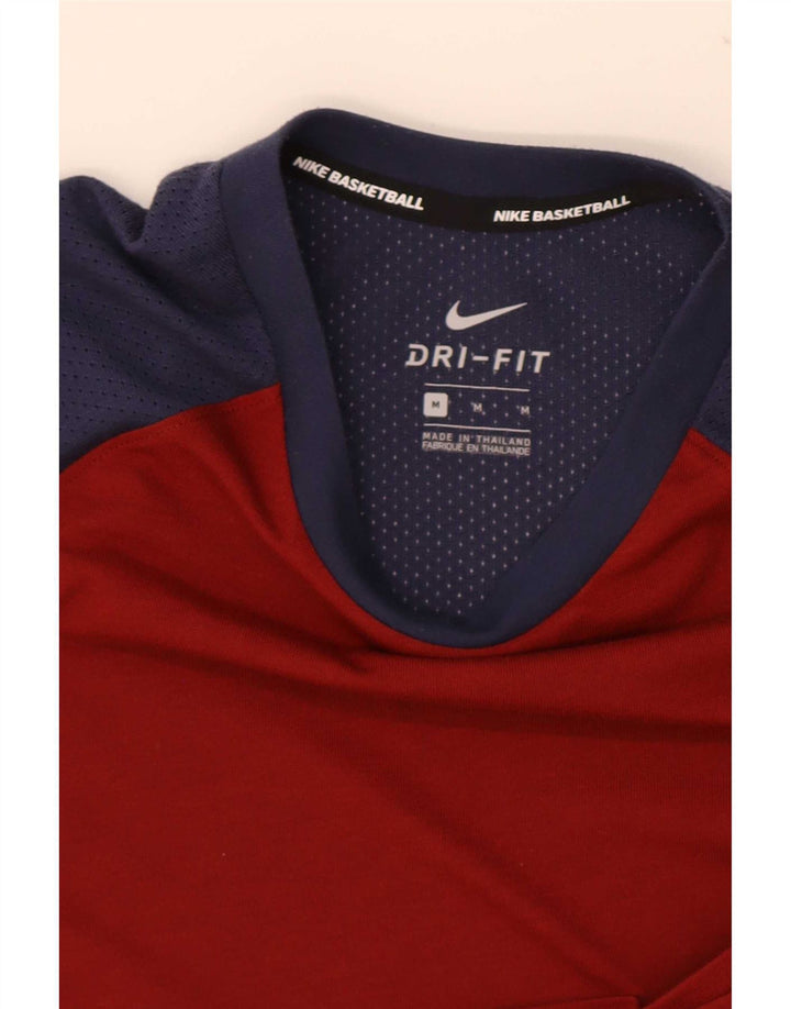 Nike Mens Dri Fit T-Shirt Top Medium Red Colourblock