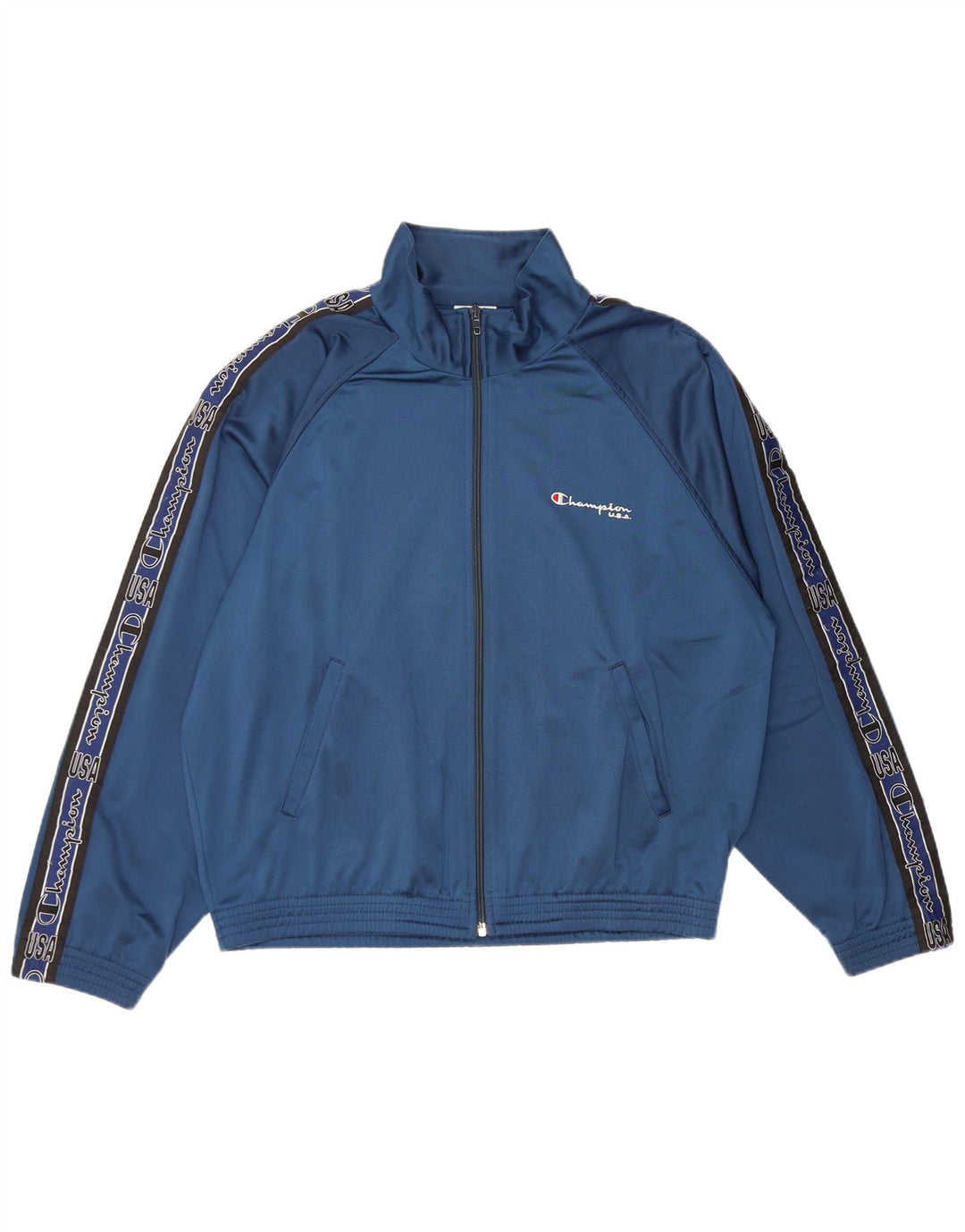 Champion Mens Graphic Tracksuit Top Jacket Medium Navy Blue Polyester