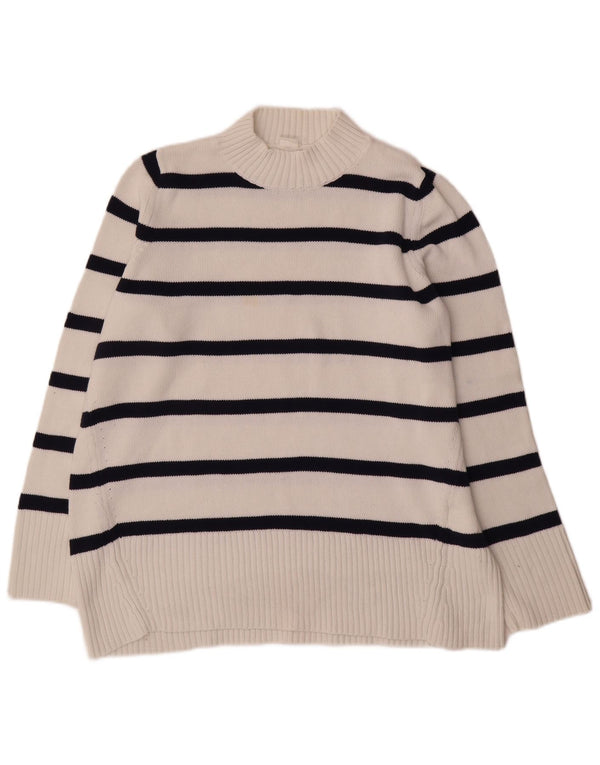 Женский джемпер с высоким воротником Gap UK 18 XL, хлопок в белую полоску