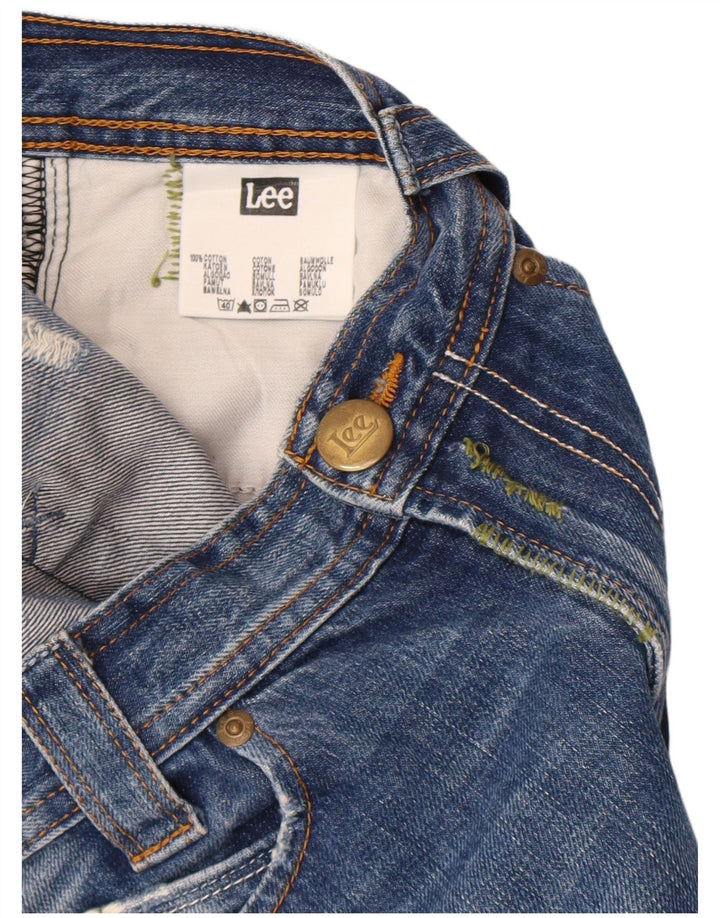 Lee Mens Clark Eye Distressed Straight Jeans W30 L30 Blue Cotton