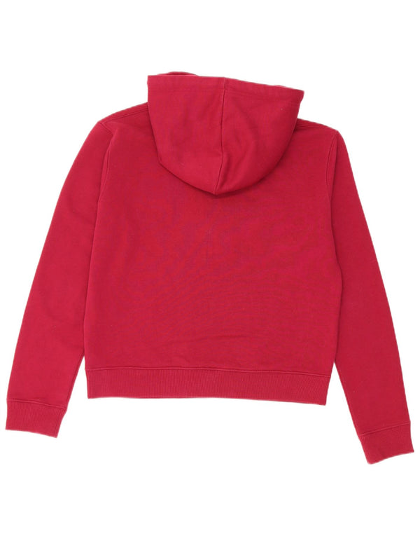 Calvin Klein Jeans Womens Crop Graphic Hoodie Jumper UK 10 Small Burgundy