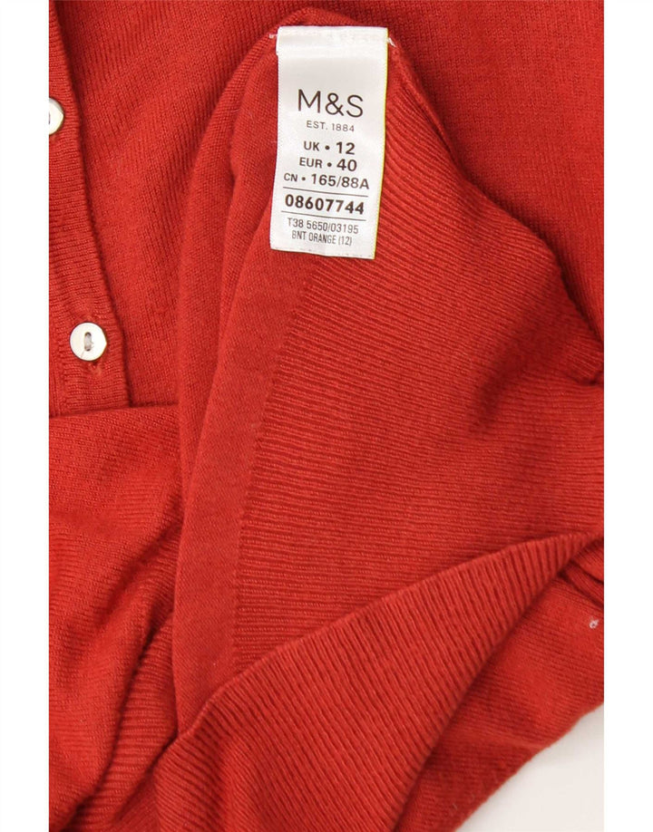 Marks & Spencer Womens Cardigan Sweater UK 12 Medium Red Viscose