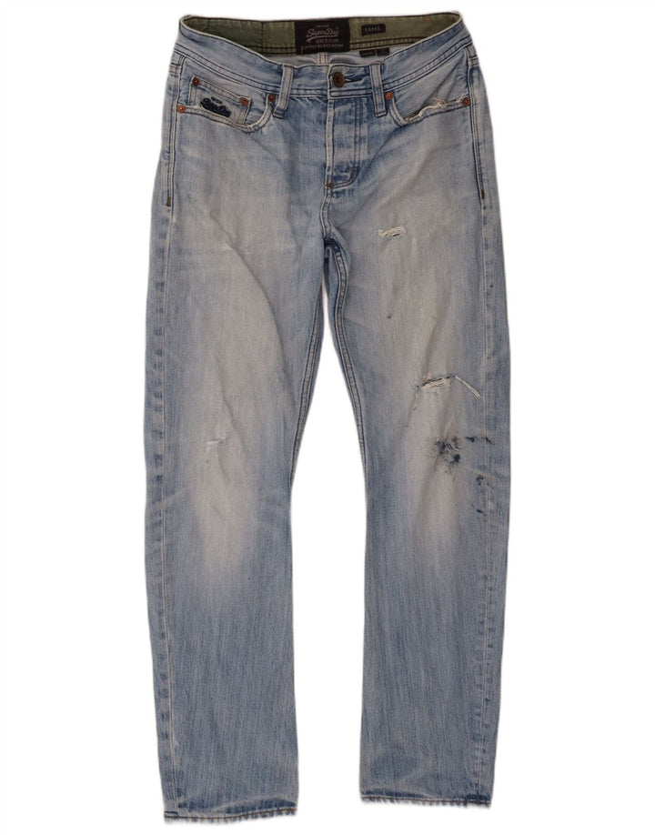 Superdry Mens Distressed Loose Jeans W30 L30 Blue Cotton