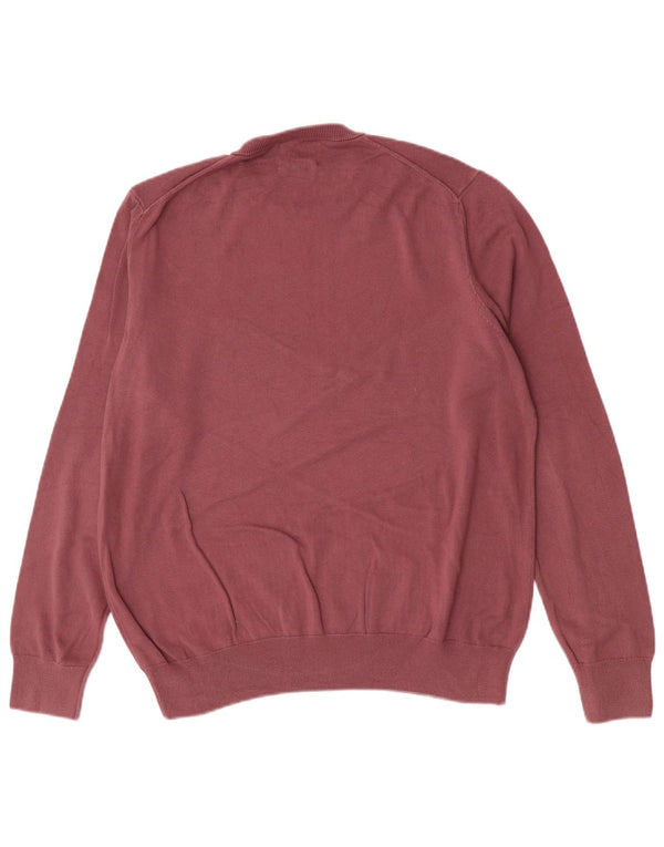 Marks & Spencer Herren-Pullover mit Rundhalsausschnitt, XL, rosa Baumwolle