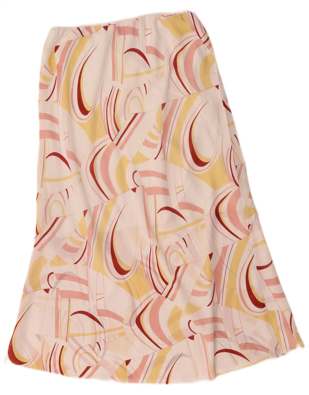 Gonna longuette vintage da donna con motivo astratto grande W32 bianca