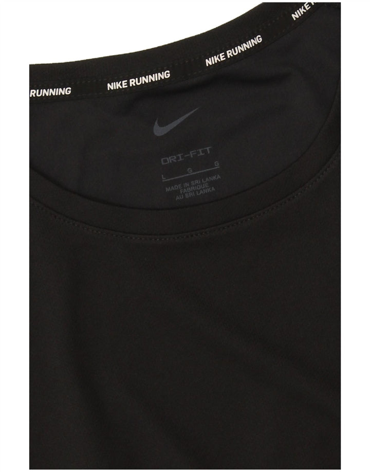 Nike Mens Dri Fit Running T-Shirt Top Large Black