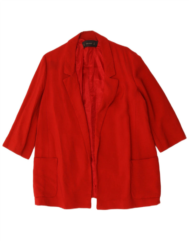 Zara Veste blazer ouverte à manches 3/4 pour femme UK 16 Large Rouge