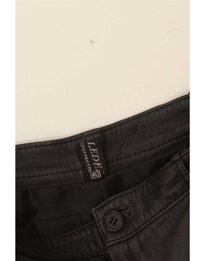 Vintage Womens Leather Skirt EU 40 Medium W29 Black Leather
