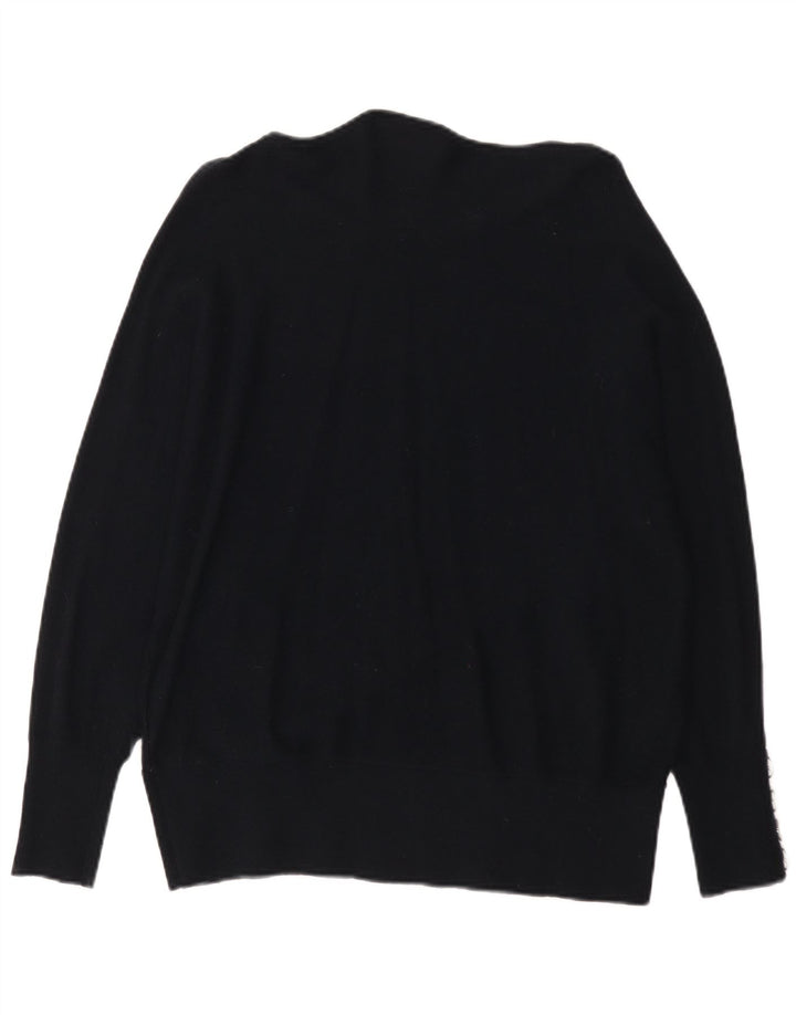 MINT VELVET Womens Oversized Boat Neck Jumper Sweater UK 14 Medium Black