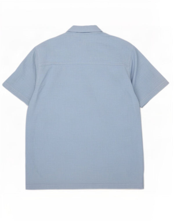 Chaps Mens Short Sleeve Shirt XL Blue Linen