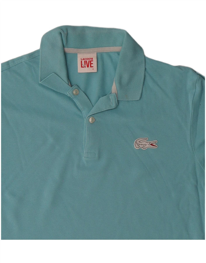 LACOSTE Mens Polo Shirt Size 4 Medium Blue Cotton