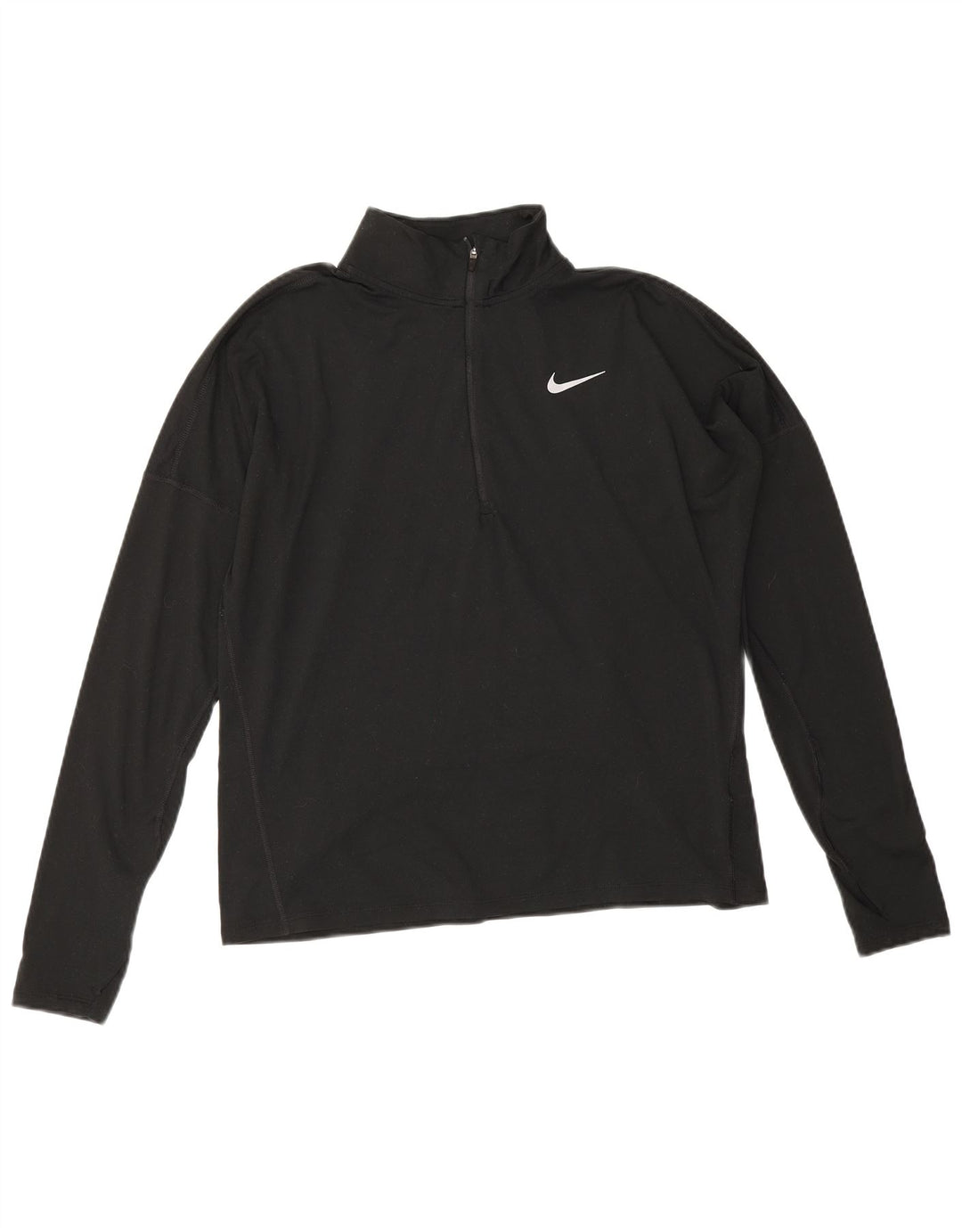 Nike Womens Dri Fit Zip Neck Pullover Tracksuit Top UK 14 Medium Black