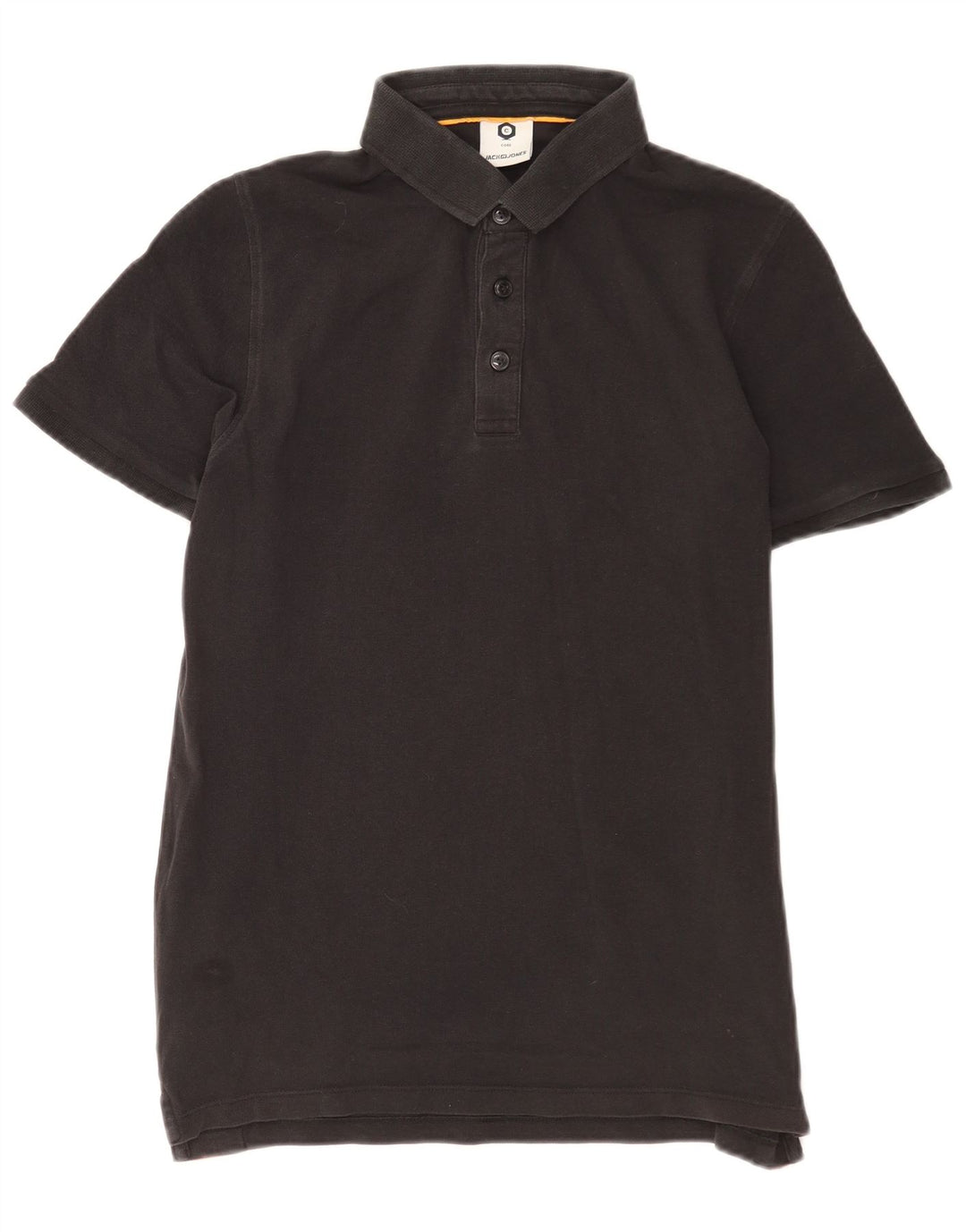 Jack & Jones Mens Graphic Polo Shirt Medium Black Colourblock Cotton