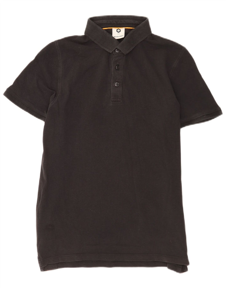 Jack & Jones Mens Graphic Polo Shirt Medium Black Colourblock Cotton